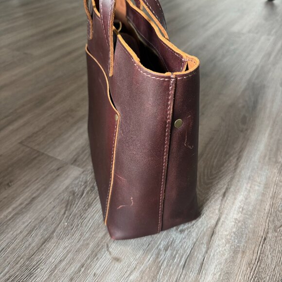 Portland Leather Goods (PLG) Medium Crossbody Zipper Tote in Cognac - Picture 12 of 14